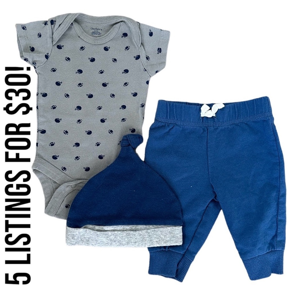 Gerber carters baby boy 0-3 month matching outfit set